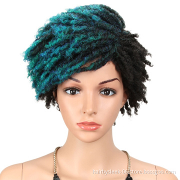 Rebecca fashion 10 Inches blue Short Bob Dread Lock Wig Afro Kinky Curly Heat Resistant Fiber Synthetic Wigs For Black Women